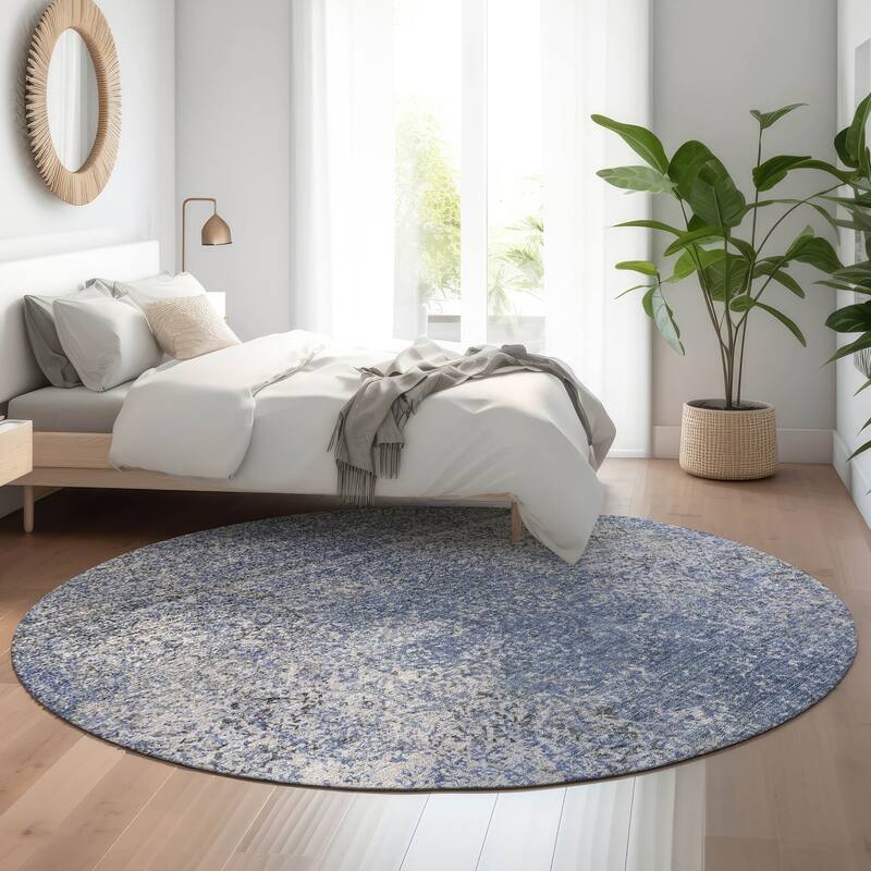 Premium Washable Super Soft Chic Ombre Mayfield Rug - Blue - 8' x 8' - Round