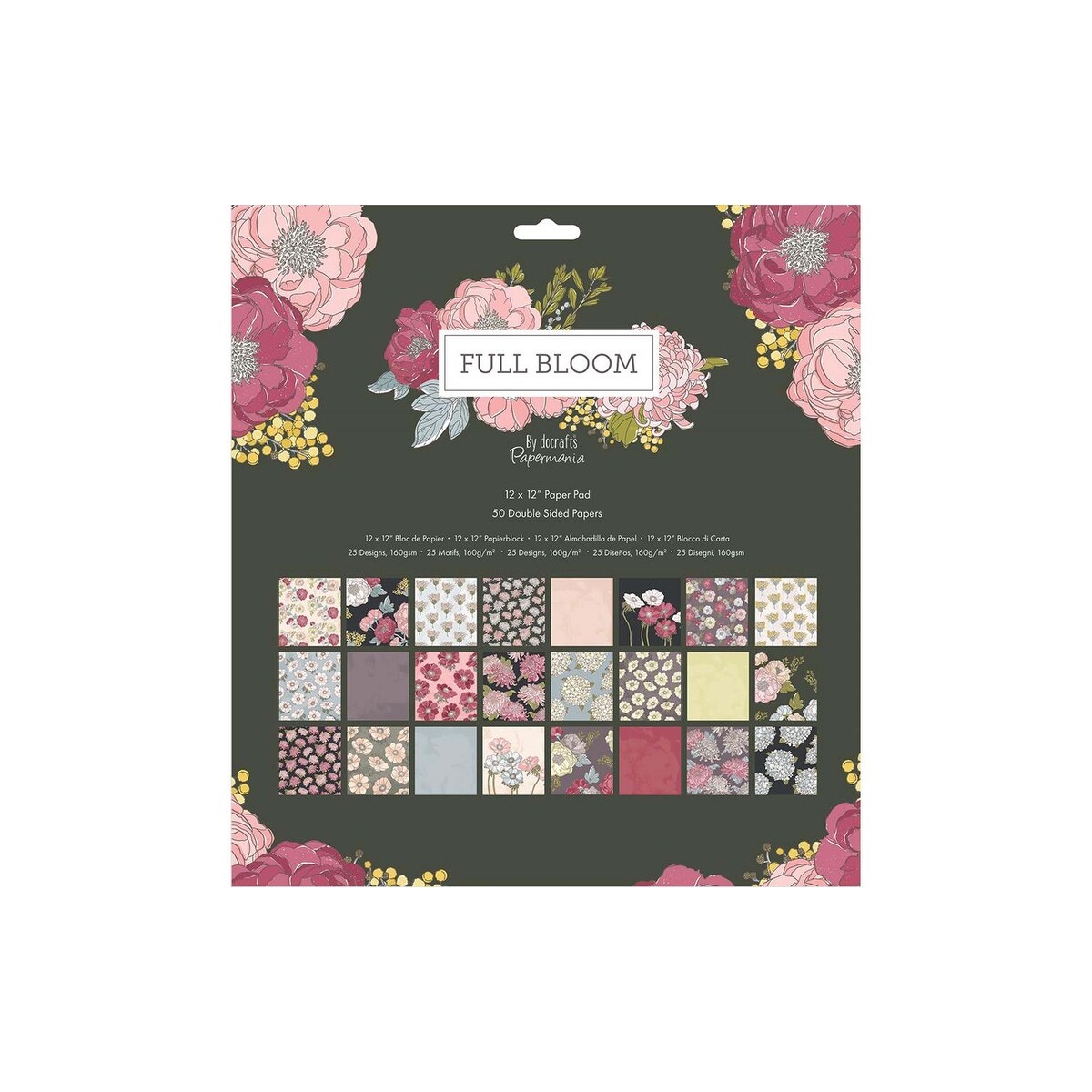 Docrafts Papermania 12x12/" 48 Sheets Scrapbooking Coloured Paper Pack 160gsm