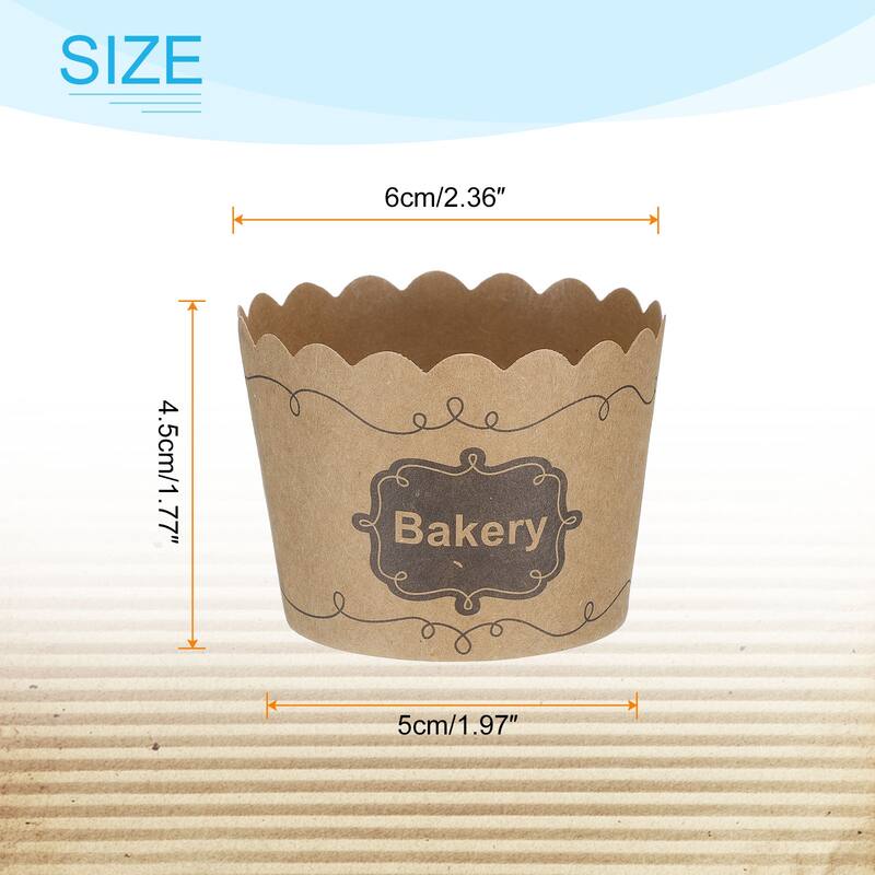 150Pcs Paper Baking Cups Brown Kraft Paper Muffins Liner Cupcake Bakery - Small
