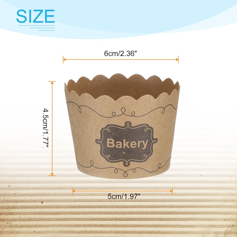 50Pcs Paper Baking Cups Brown Kraft Paper Muffins Liner Cupcake Bakery - Small