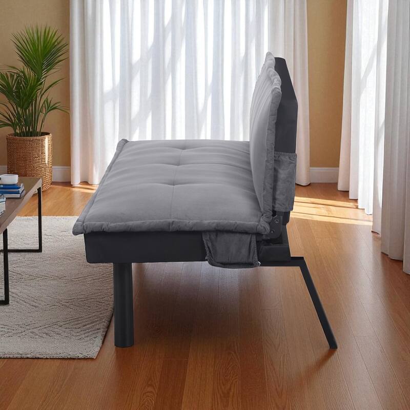 KISRAIS 64.6" Wide Adjustable Upholstered Futon Sleeper Sofa Bed