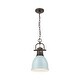 preview thumbnail 2 of 0, Yep by Golden Lighting Duncan 1-light 9in Chain Hung Pendant in Rubbed Bronze and Seafoam shade