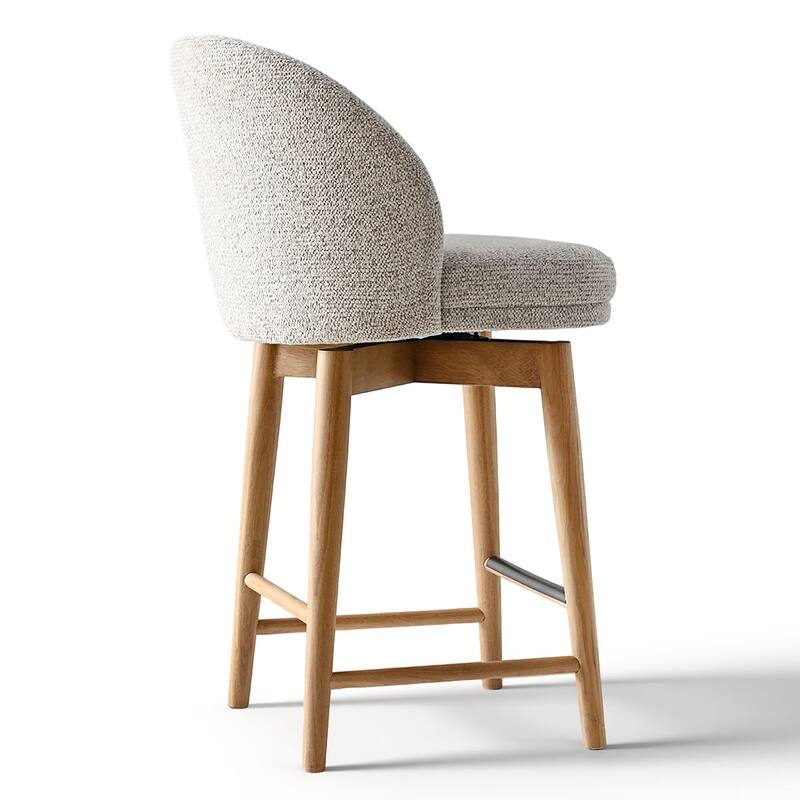 25.5" Swivel Upholstered Counter Stool Solid Wood Leg(Set of 2)