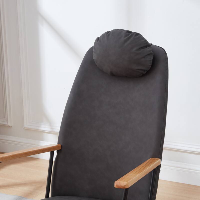 Technical Leather Rocking Chair with Adjustable Headrest