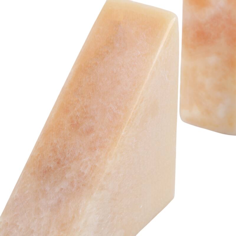 Decorative Onyx Triangular Bookends - Set of 2 , 12", Orange & Ivory - 12.0"