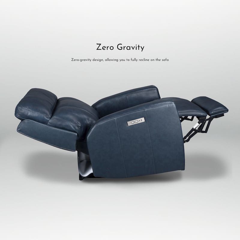 104" W 6 Seater Genuine Leather Power Sectional and 39" W Recliner Set with Zero Gravity, USB Ports, 2 Stationary Armlesschairs