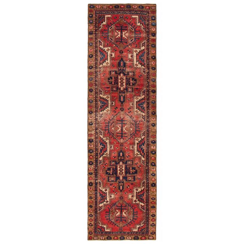 ECARPETGALLERY Hand-knotted Konya Anatolian Red Wool Rug - 3'2 x 11'0 - Red - 3'2 x 11'0