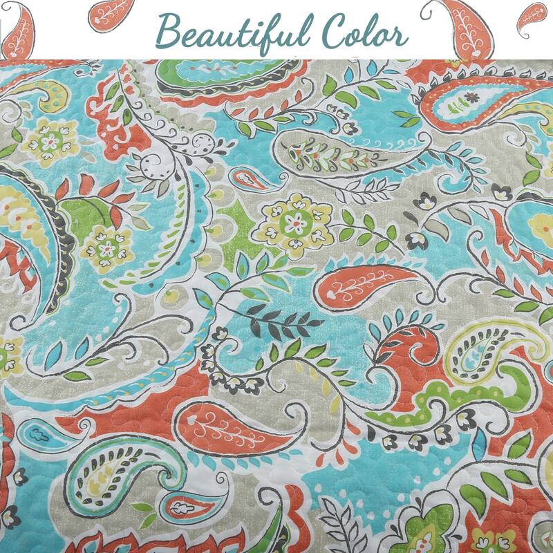 Cozy Line Paisley Floral 3 Piece Blue Polyester Decor Throw Pillows