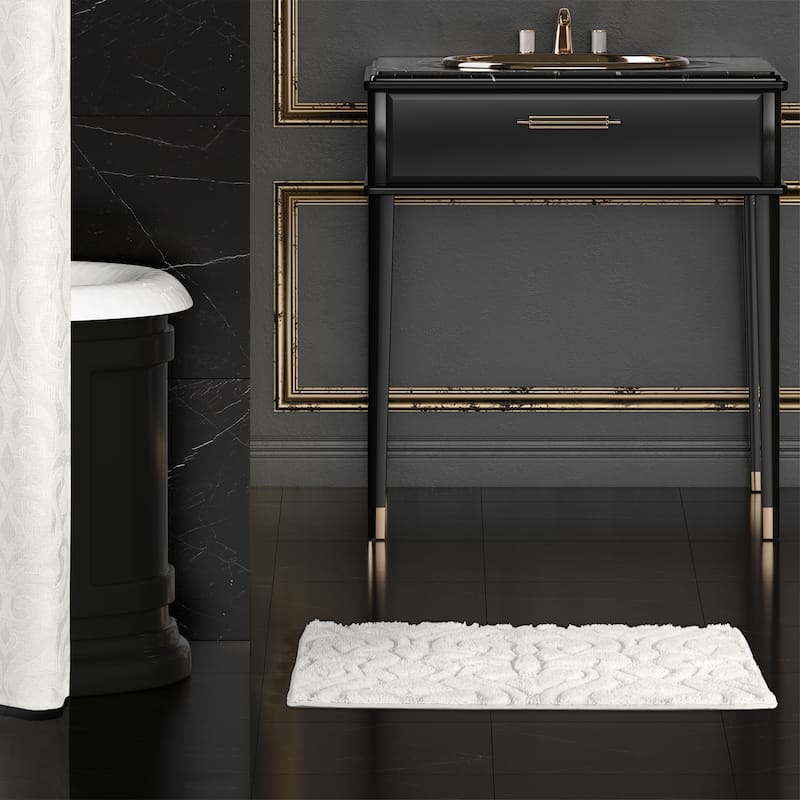 J. Queen New York Lombardi Damask Sculpted Bath Rug