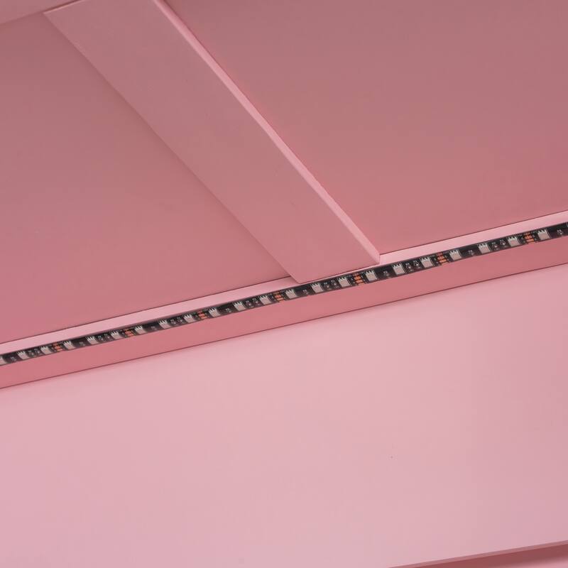 Twin Bunk Bed with Storage, Shelves, and LED Light Strip by Harper&Bright Designs