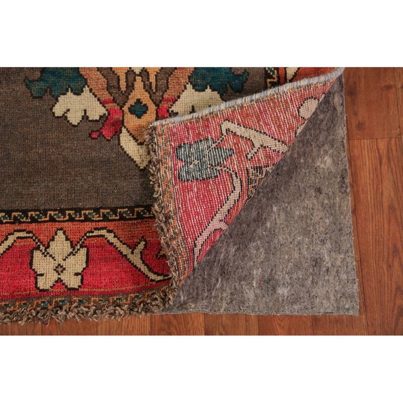 All-Over Brown Floral Gabbeh Persian Area Rug Hand-Knotted Wool Carpet - 5'2"x 9'0"