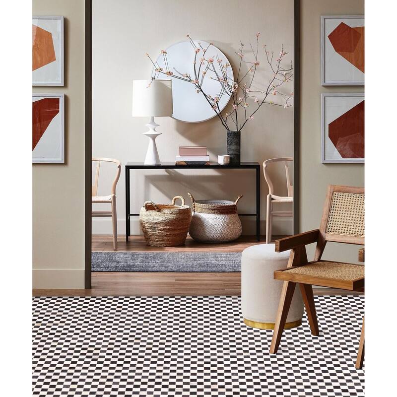 ECARPETGALLERY Handmade Cowhide Patchwork Black, Cream Leather Rug - 5'1 x 8'0