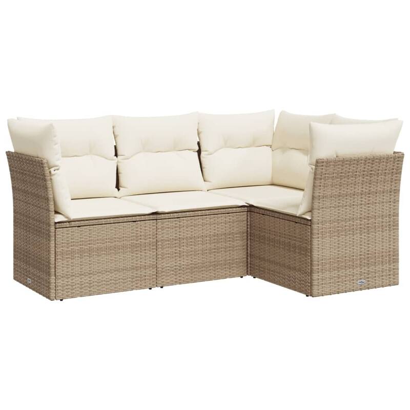 vidaXL Garden Sofa Set Beige PE rattan Large Adjustable Feet - 24.4 x 24.4 x 27.2