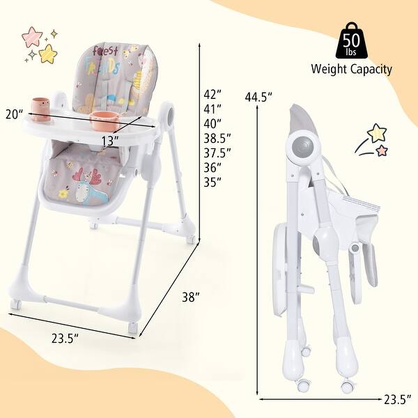3-In-1 Convertible Highchair with Adjustable Height and 5-Point Safety ...