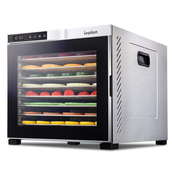 Ivation 10 Tray Premium Stainless Steel Electric Food Dehydrator Machine 1000w for Drying Beef Jerky, Fruits, Vegetables & Nuts
