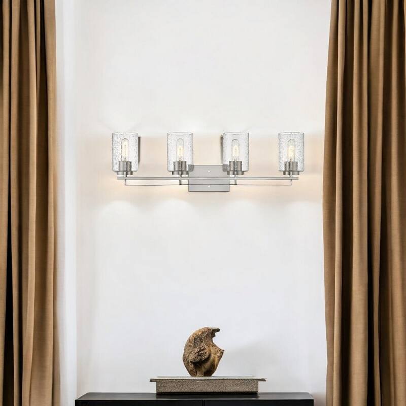 Modern Flush Mount Wall Light Fixture with Clear Bubble Glass Shade and LED Compatible for Bedroom - 4 - Nickel