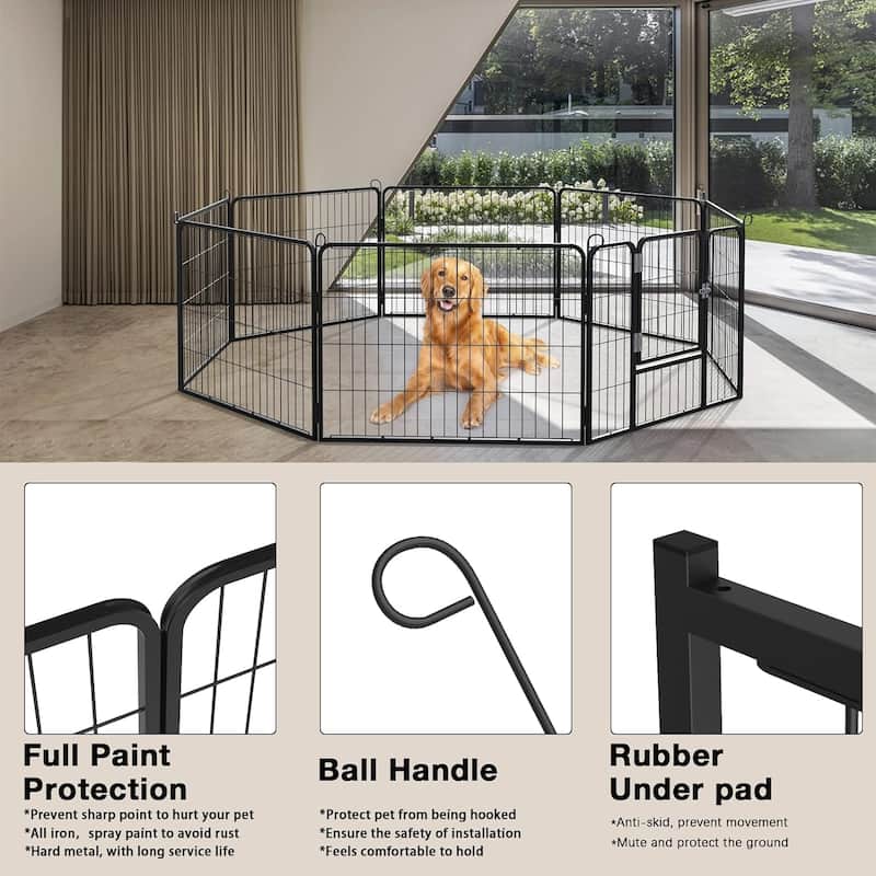 Bossin Dog Playpen Dog Kennel Pen Cage Dog Fence Exercise Pen with Doors 8/16/24 Panel
