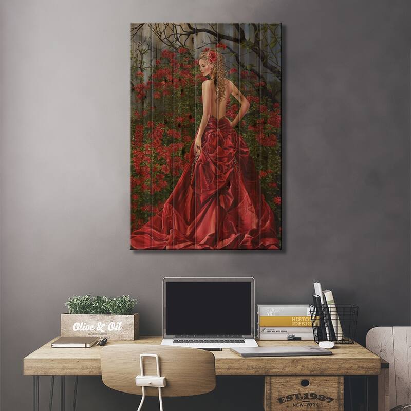 Taisin Red Print On Wood by Nene Thomas - Multi-Color