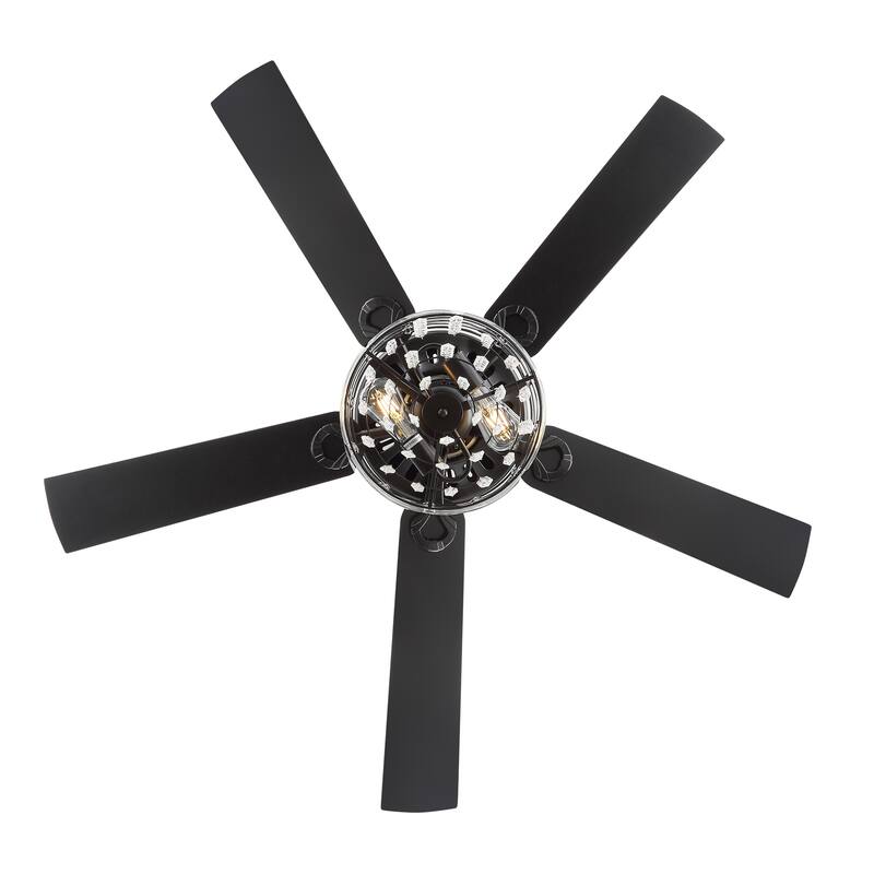 52-inch Reversible 5-Blade Crystal Caged Ceiling Fan with Remote and Light Kit