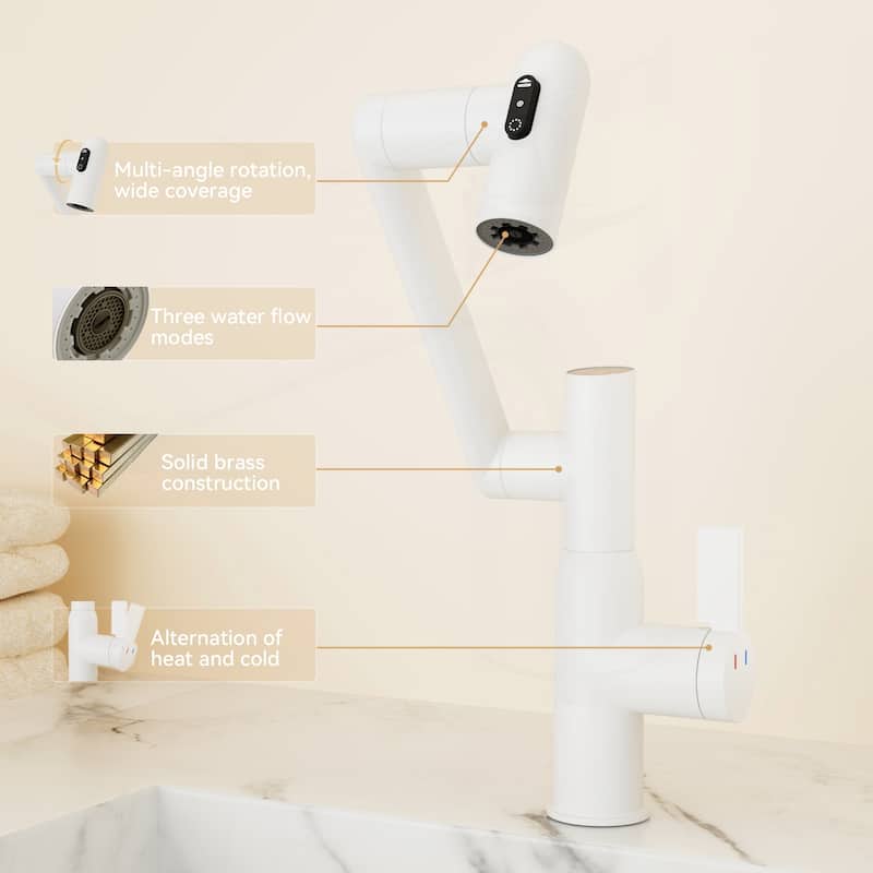 Bathroom Sink Faucet with Temperature Display