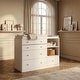 preview thumbnail 2 of 10, Modern White 6-Drawer Dresser with Open Storage, Wide Chest of Drawers for Bedroom, Nursery Changing Area & Closet Organization