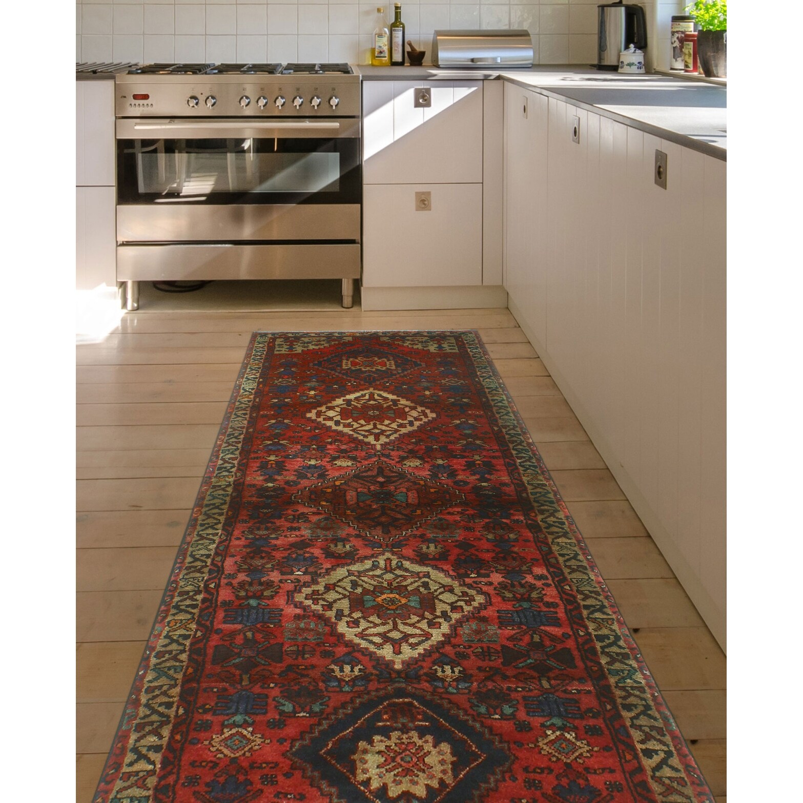 Noori Rug Fine Vintage Distressed Salome Rust Beige Runner 3 4