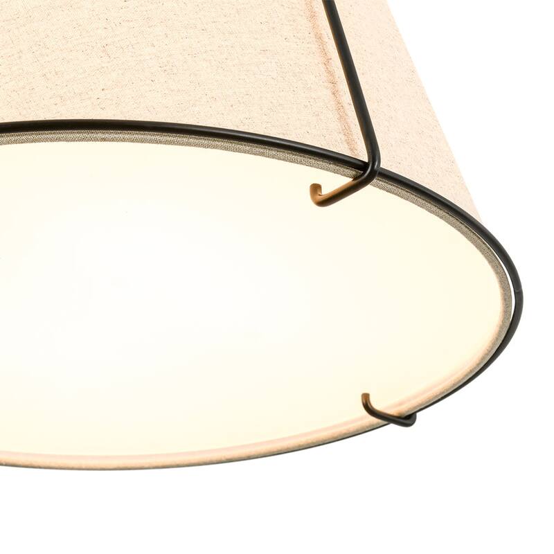 Mid Century 4-Light Conical Ivory Linen Lantern Pendant Ambient Light