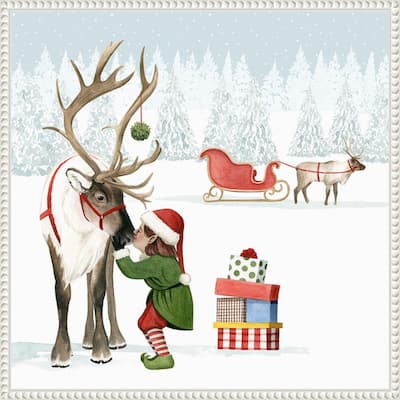 Christmas Love II by Grace Popp (22 x 22 in.), Framed Canvas Wall Art Print - Sylvie Beaded White