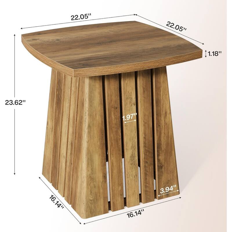 22" Small Brown Side Table with Sturdy Top, Farmhouse Nightstand for Bedroom