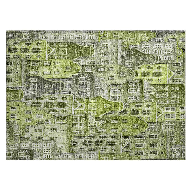 Machine Washable Indoor/ Outdoor Chantille Modern City Rug