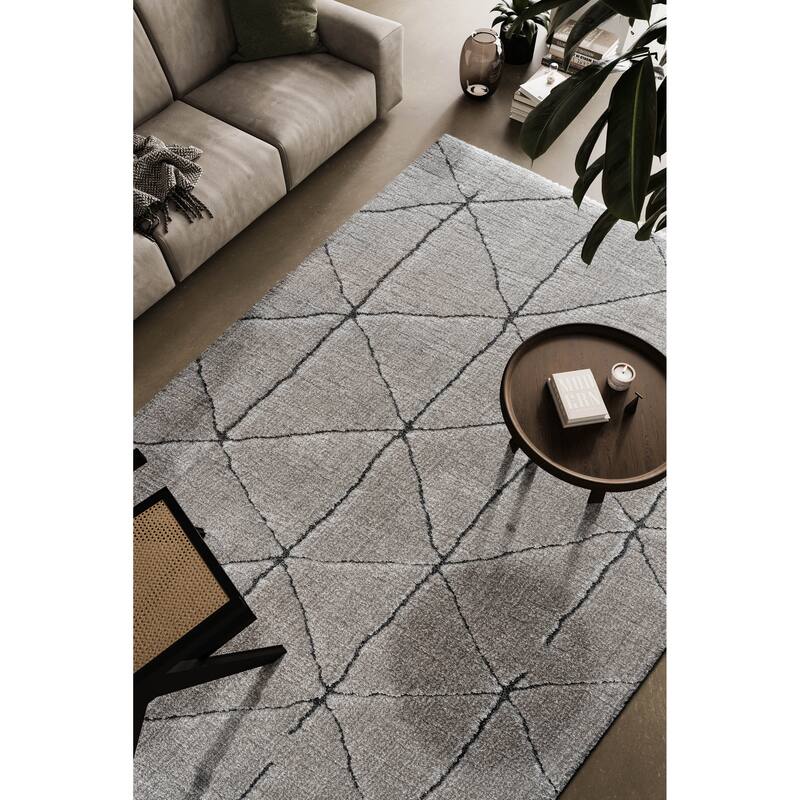 Nina Rowan Gray, Mushroom, and Charcoal Recycled Polyester Area Rug - 9' x 12'