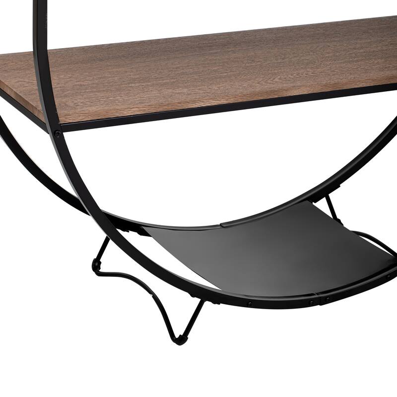 48" Rustic Console Table with Three Shelfs and Half-moon Base for Entryway or Living Room