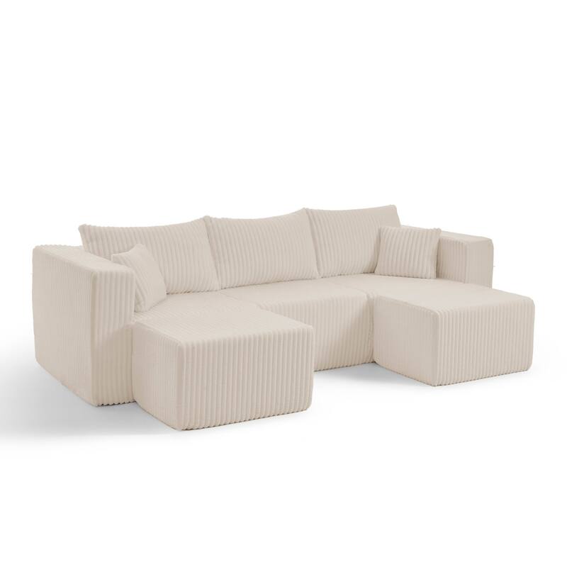 94.1" U-Shaped Sectional Sofa with Two Movable Ottomans