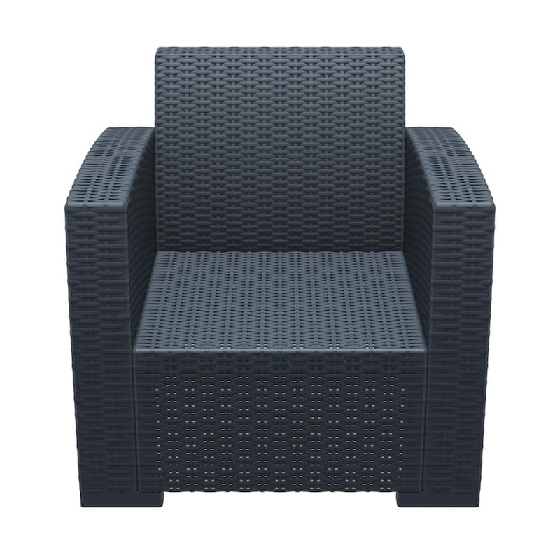 33" Gray Outdoor Patio Club Chair with Natural Beige Sunbrella Cushion