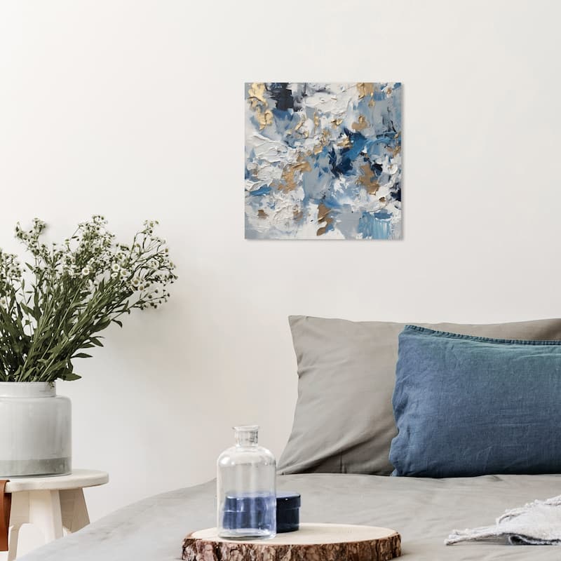 Wynwood Studio Abstract Ice Mountain Whipped Cream White and Metallic Gold Modern & Contemporary Wall Art Canvas Print - 12 x 12