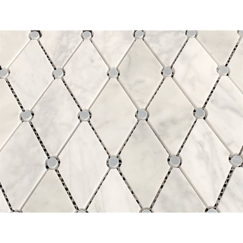 White Carrara Diamond Marble Mosaic Tile - Case (10 Sheets)