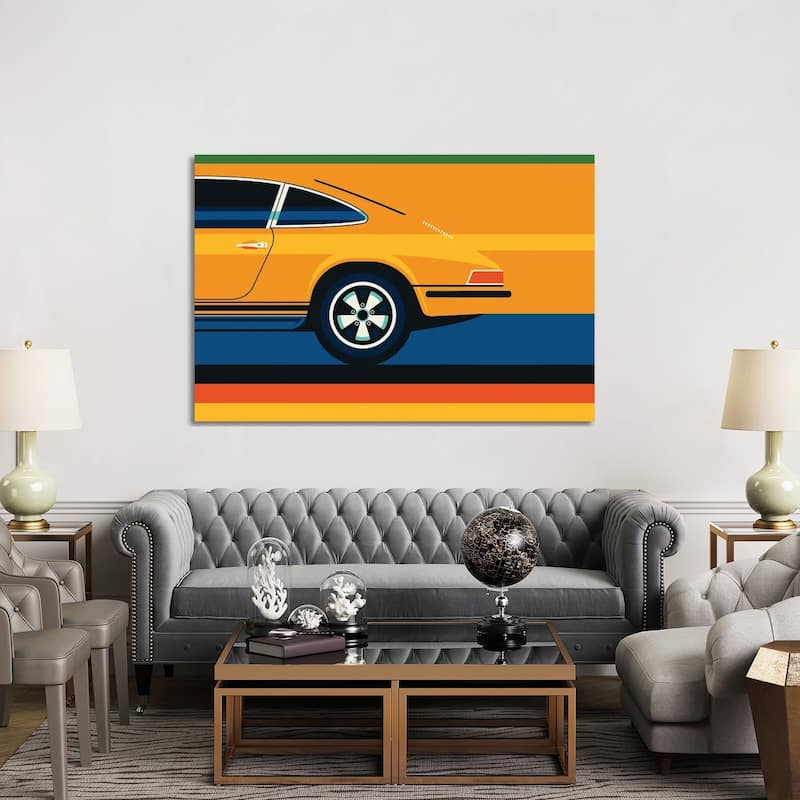 iCanvas "Orange Vintage Sports Car Side Back" by Bo Lundberg Canvas Print