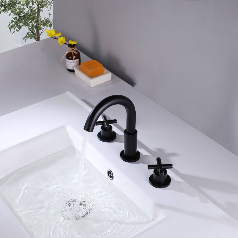2 Handles 3 Holes Bathroom Sink Round Faucet with Water Supply Lines