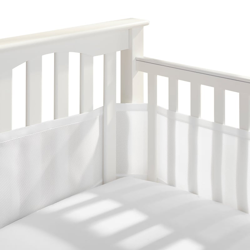 BreathableBaby Breathable Mesh Liner for Full-Size Cribs, Classic 3mm Mesh (Size 4FS Covers 3 or 4 Sides) - White.