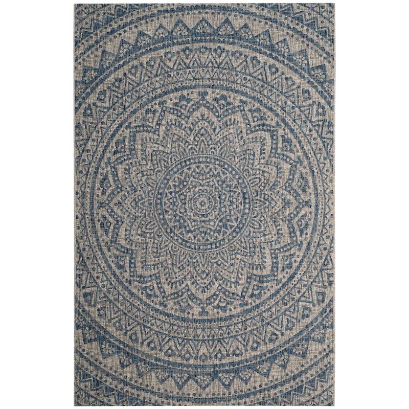 SAFAVIEH Courtyard Fran Mandala Indoor/ Outdoor Waterproof Patio Backyard Rug