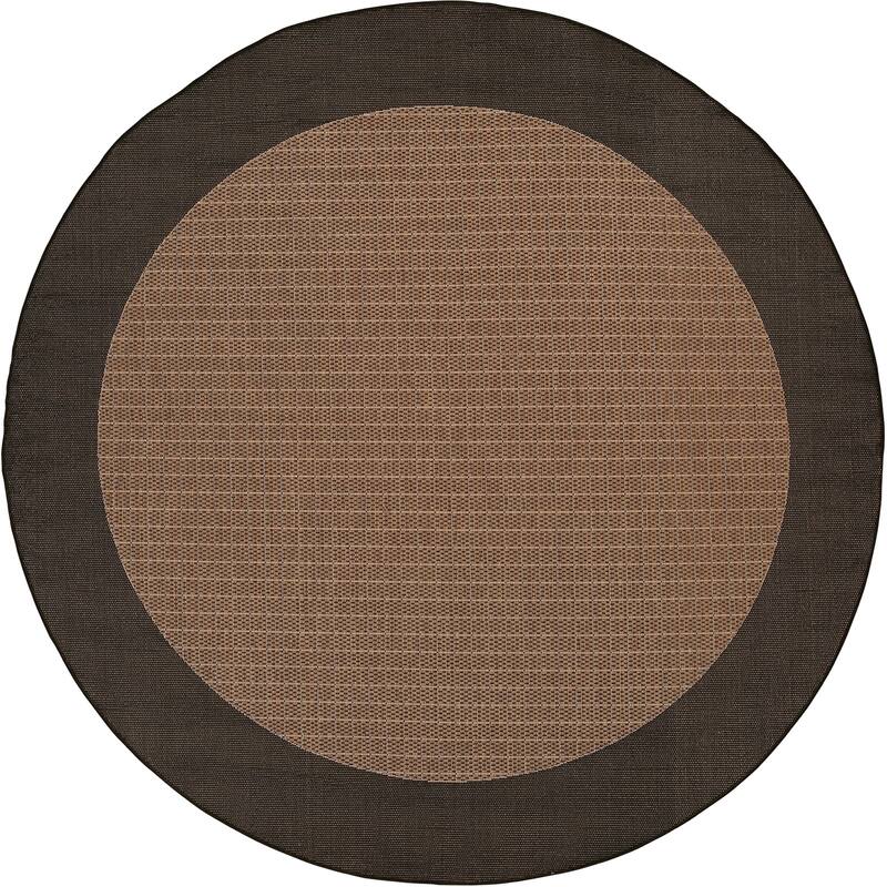 Dream Decor Rugs Pergola Quad Indoor Outdoor Area Rug - 8'6" Round - Brown/Black