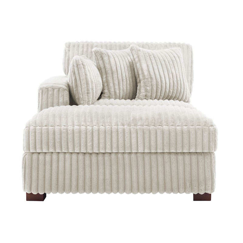 41" W Plush Corduroy Chaise Lounge with Pillows