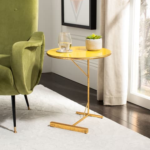 SAFAVIEH Sionne Round C Table - Yellow / Gold - 16" x 16" x 18.5"