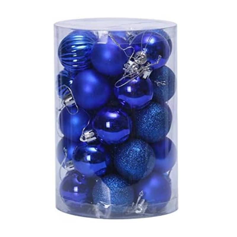 34PCS 1.57in Decorative Christmas Balls Ornaments for Xmas Tree Decor - N/A - Blue