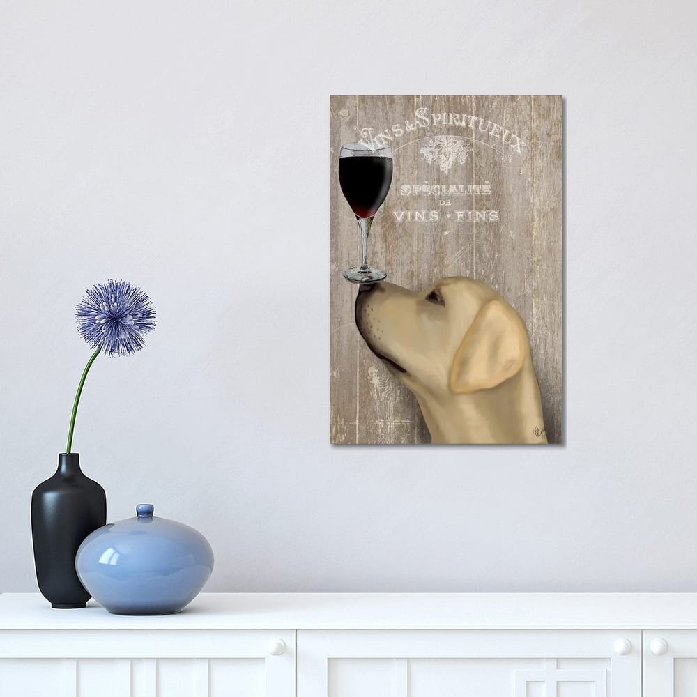iCanvas "Dog Au Vine Yellow Labrador" by Fab Funky Canvas Print