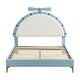 preview thumbnail 18 of 18, Twin/Full Size Upholstered Velvet Platform Bed Frame, Funny Kids Bed with Alarm Clock Shaped Headboard