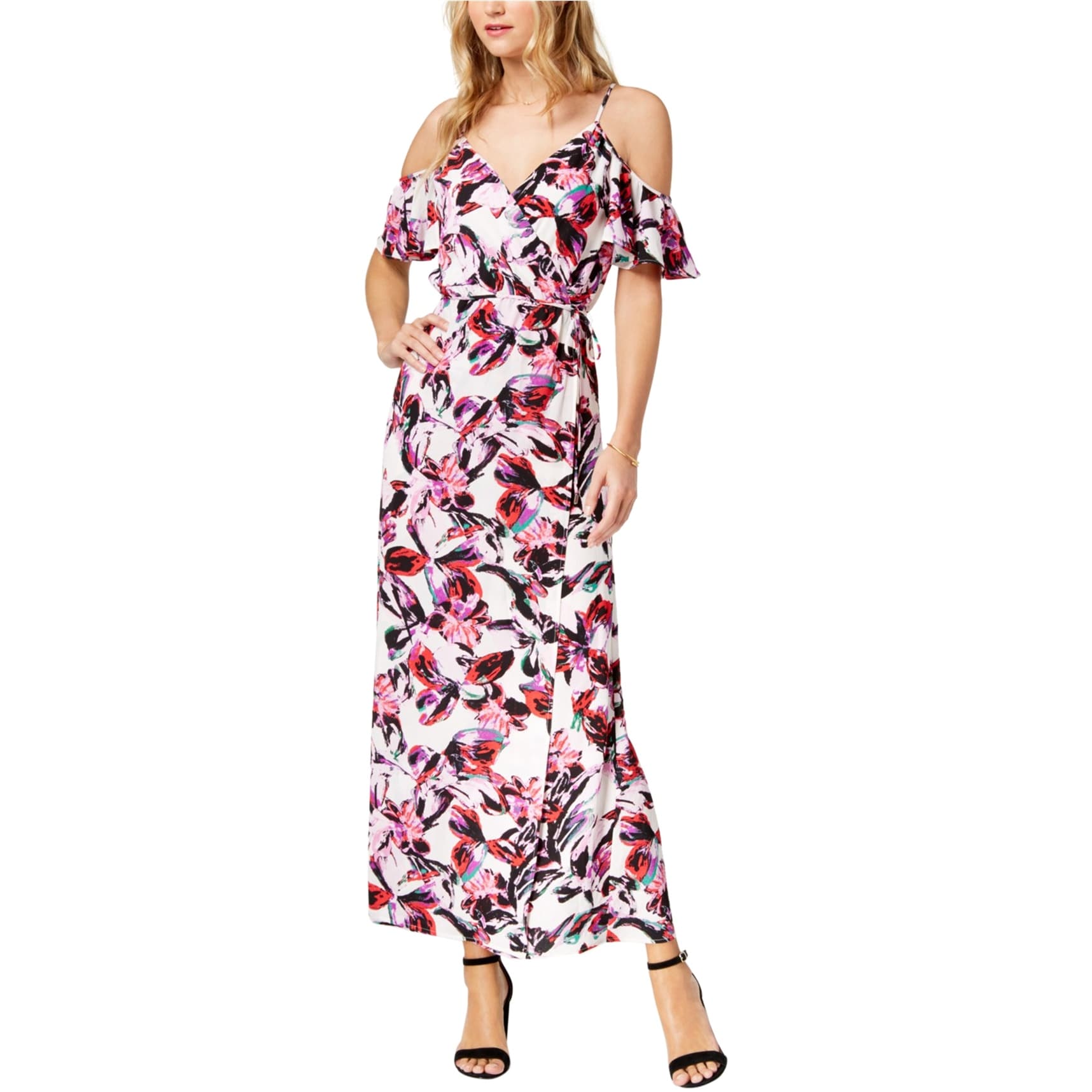 Shop Bar Iii Womens Watercolor Cold Shoulder Maxi Dress Overstock 29441657
