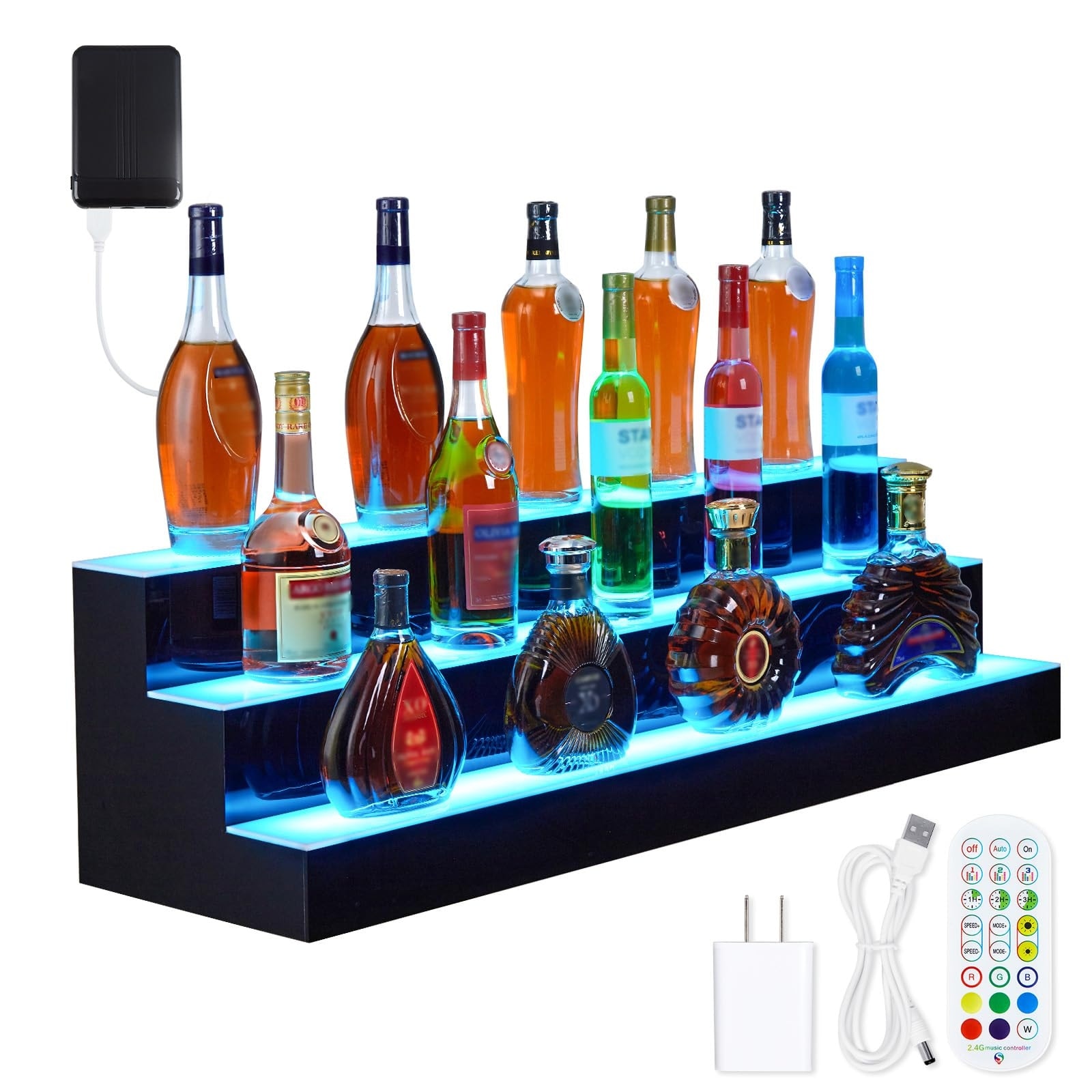 Wine Rack Display Shelf, 3-Tier Bottle Stand for Home Bar