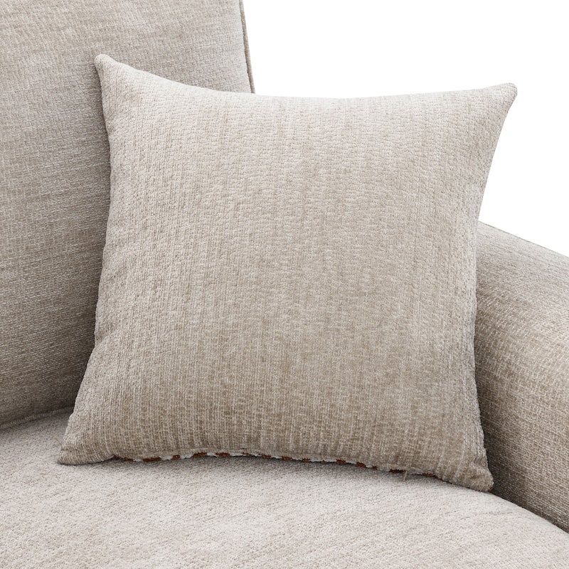 Furniture of America Maevy 2-Piece Taupe Chenille Sofa Set with Accent Pillows