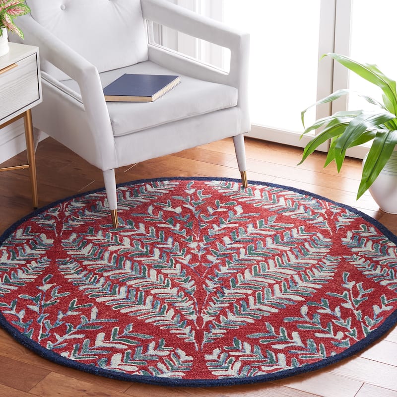 SAFAVIEH Handmade Capri Ilianka Wool Rug - 5' Round - Red/Green - Round